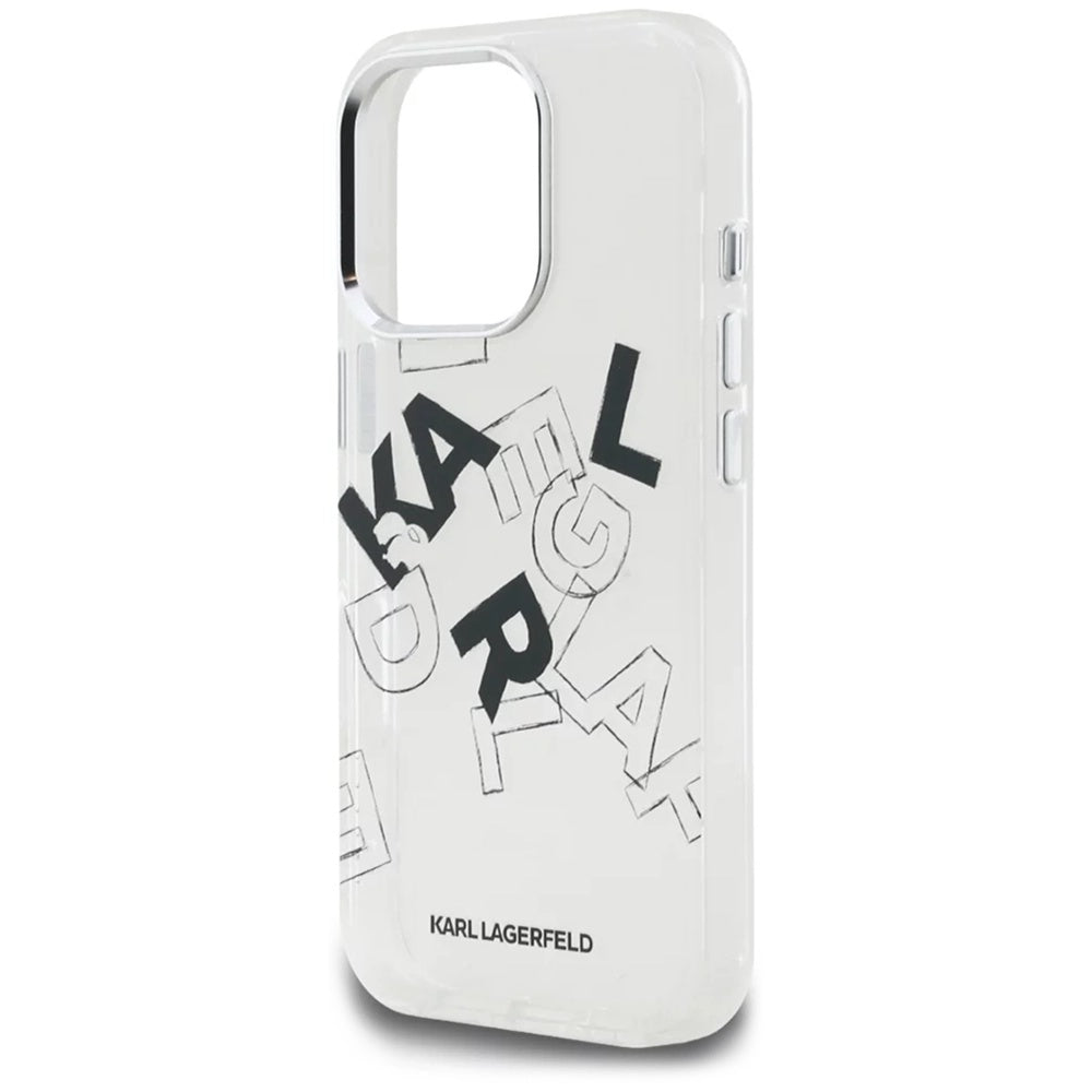 Étui pour Apple iPhone 16 Pro Max, Karl Lagerfeld, Logo Graphique Esquissé IML, Transparent