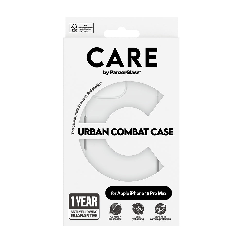 Étui pour Apple iPhone 16 Pro, PanzerGlass, Care Urban Combat, Transparent