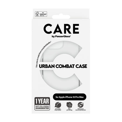 Étui pour Apple iPhone 16 Pro, PanzerGlass, Care Urban Combat, Transparent