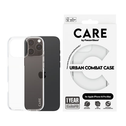 Étui pour Apple iPhone 16 Pro, PanzerGlass, Care Urban Combat, Transparent