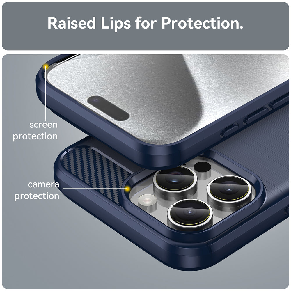 Coque pour Apple iPhone 16 Pro, Techsuit, Carbone, Bleue