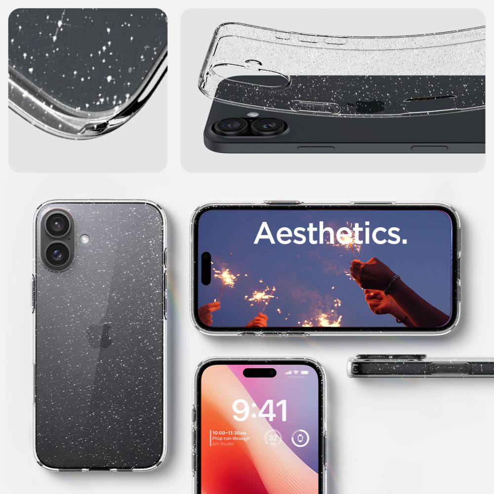 Coque pour Apple iPhone 16, Spigen, Liquid Crystal Glitter, Transparente ACS08192
