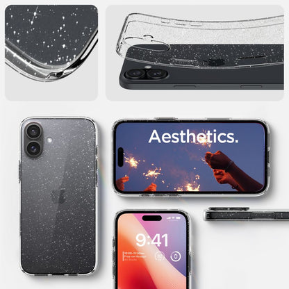 Coque pour Apple iPhone 16, Spigen, Liquid Crystal Glitter, Transparente ACS08192