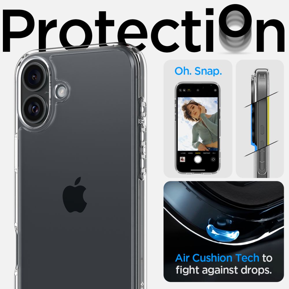 Coque pour Apple iPhone 16, Spigen, Ultra Hybrid, Transparente