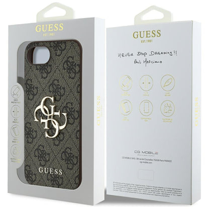 Étui pour Apple iPhone 16e, Guess, 4G Big Logo, Marron