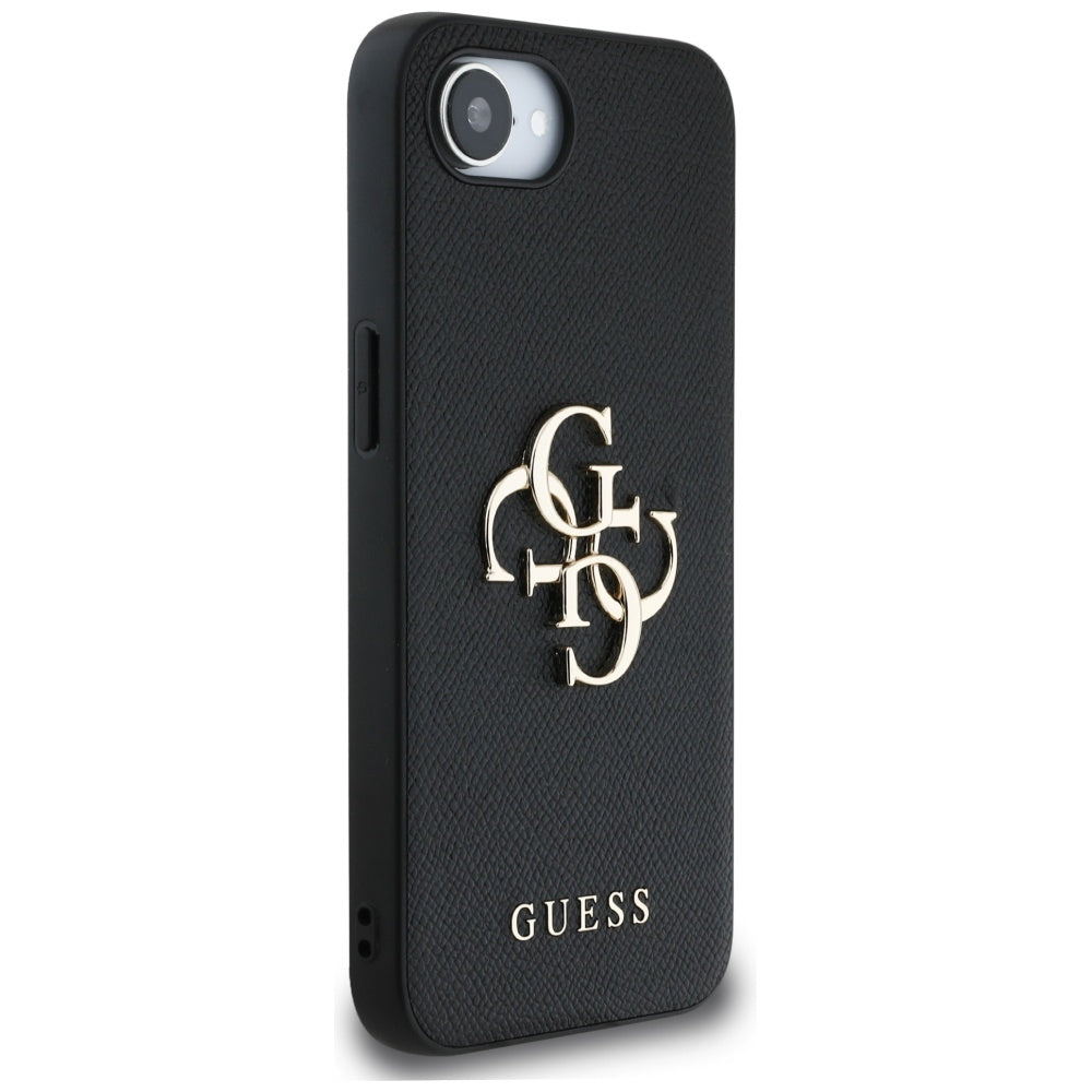 Étui pour Apple iPhone 16e, Guess, 4G Grained Big and Classic Logo, Noir