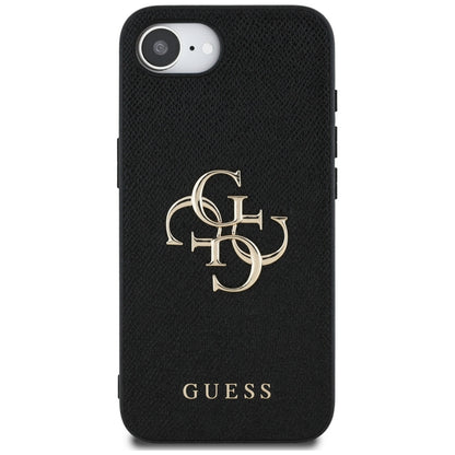 Étui pour Apple iPhone 16e, Guess, 4G Grained Big and Classic Logo, Noir