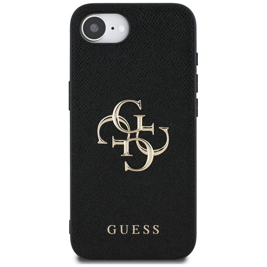 Étui pour Apple iPhone 16e, Guess, 4G Grained Big and Classic Logo, Noir