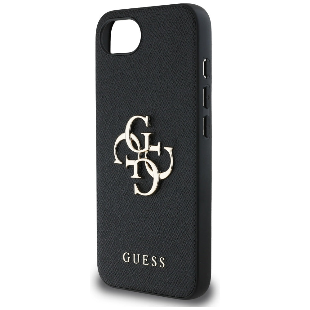 Étui pour Apple iPhone 16e, Guess, 4G Grained Big and Classic Logo, Noir