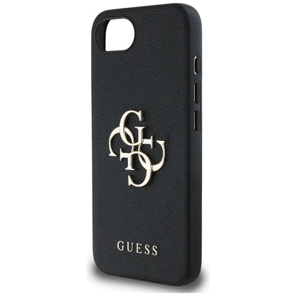 Étui pour Apple iPhone 16e, Guess, 4G Grained Big and Classic Logo, Noir