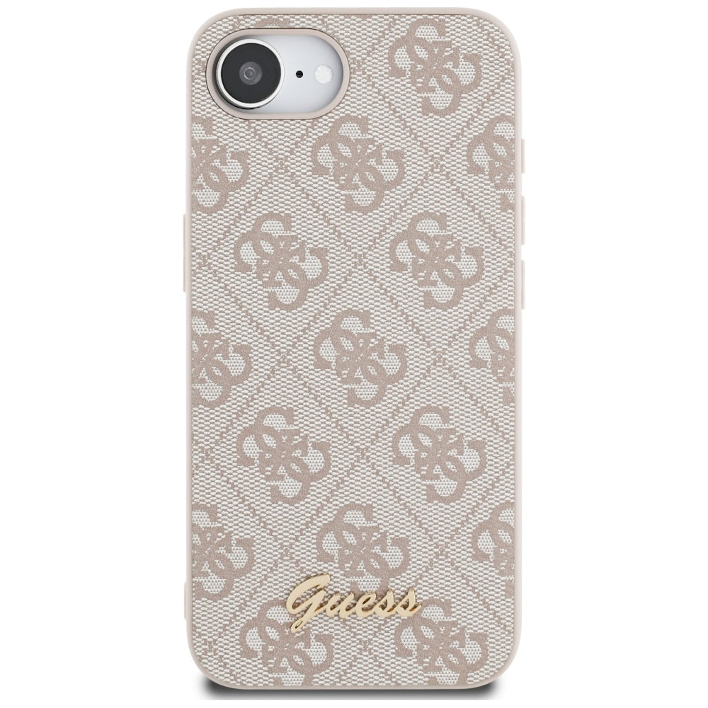 Étui pour Apple iPhone 16e, Guess, Logo Script 4G, Rose