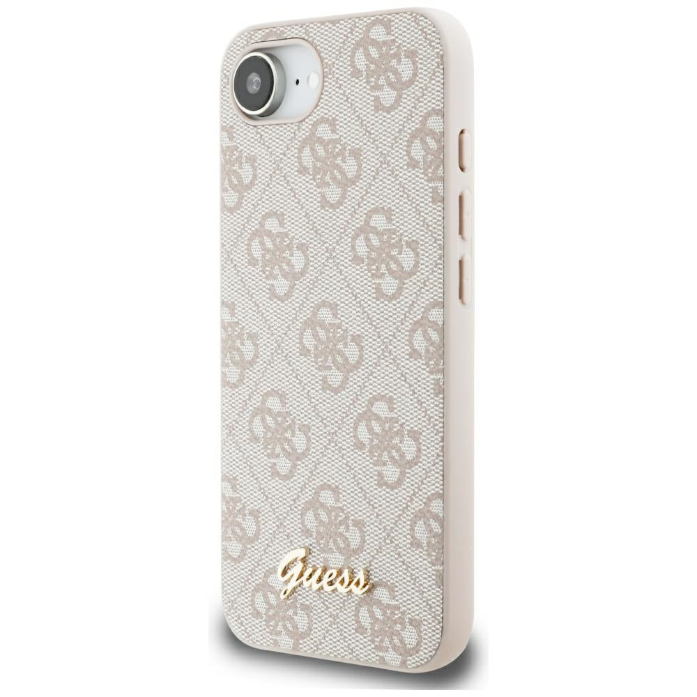 Étui pour Apple iPhone 16e, Guess, Logo Script 4G, Rose