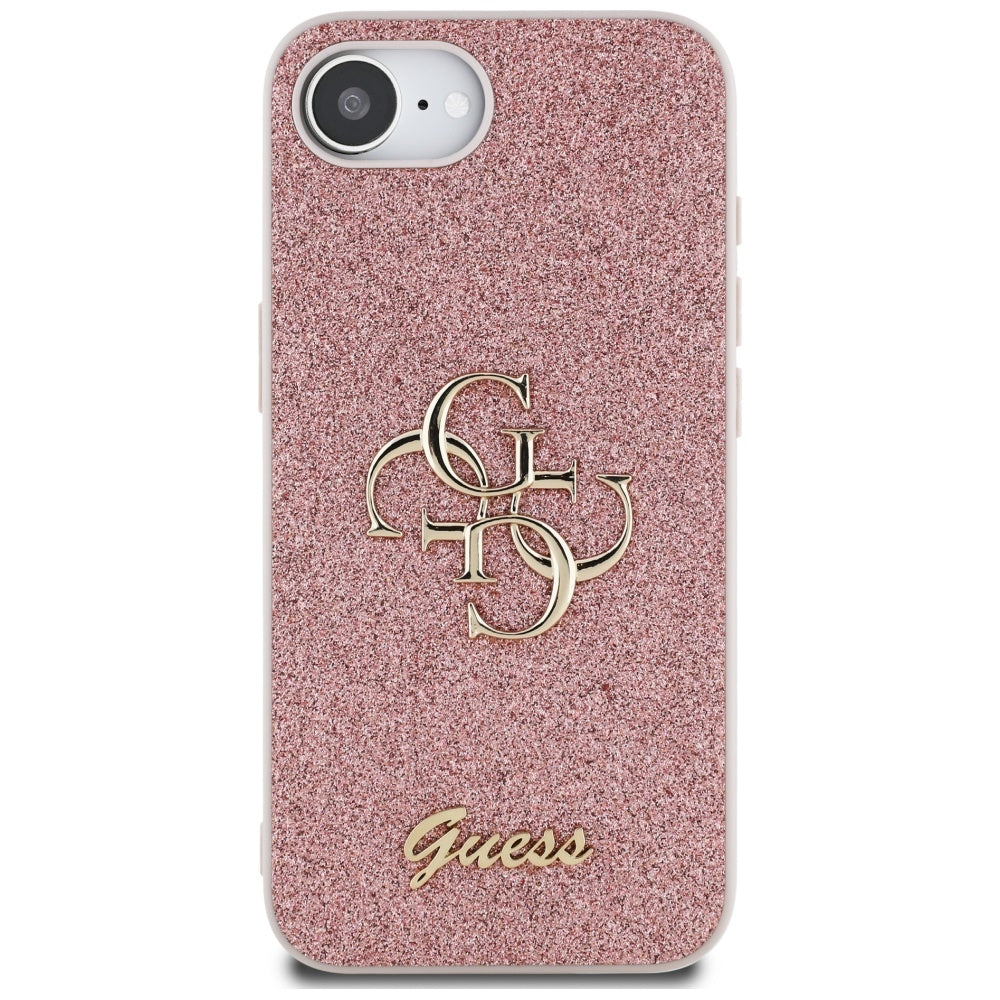 Étui pour Apple iPhone 16e, Guess, Fixed Glitter Big 4G, Rose