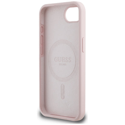 Étui pour Apple iPhone 16e, Guess, Script Metal Logo, Rose