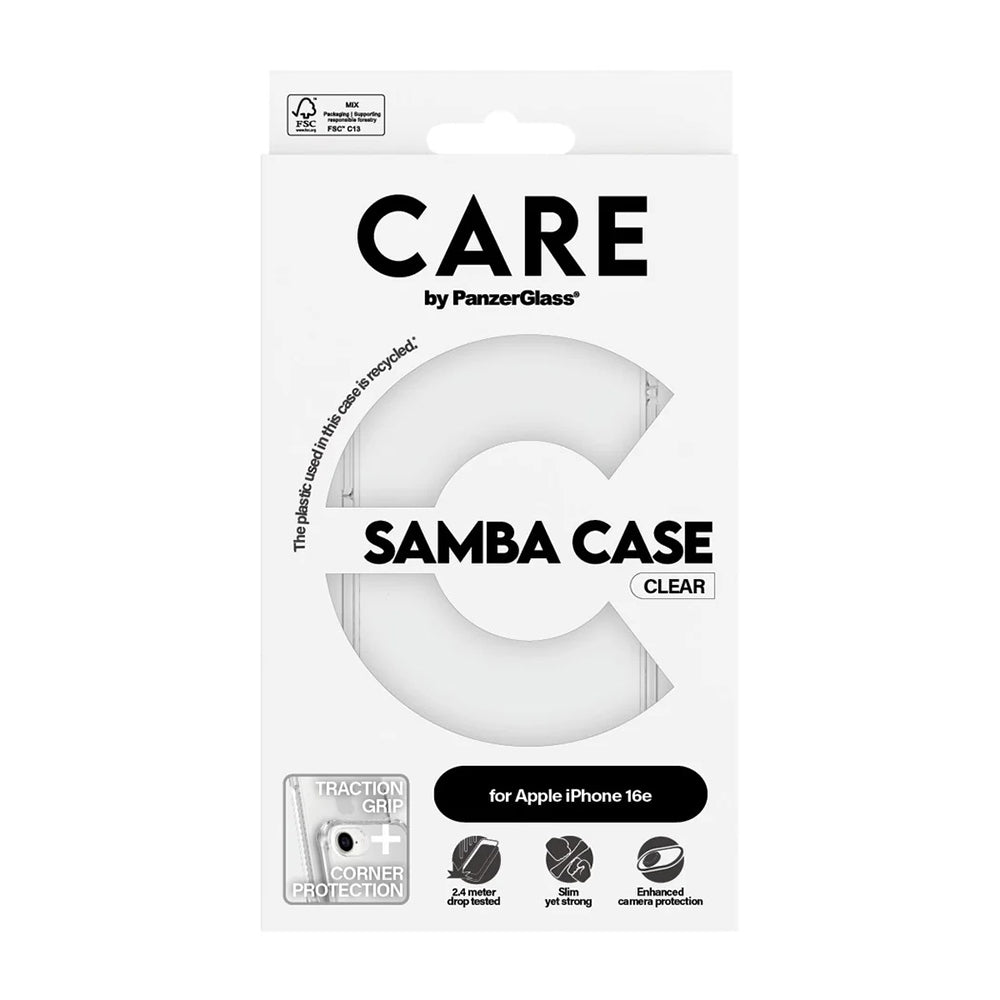 Étui pour Apple iPhone 16e, PanzerGlass, Care Fashionable, Transparent