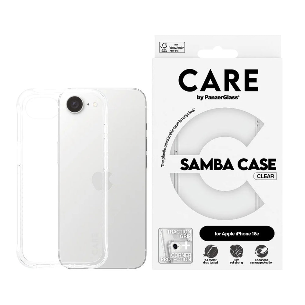 Étui pour Apple iPhone 16e, PanzerGlass, Care Fashionable, Transparent