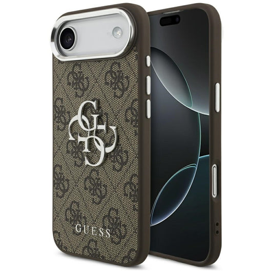 Étui pour Apple iPhone 17 Air, Guess, Big 4G Logo Classic, Marron Argenté.