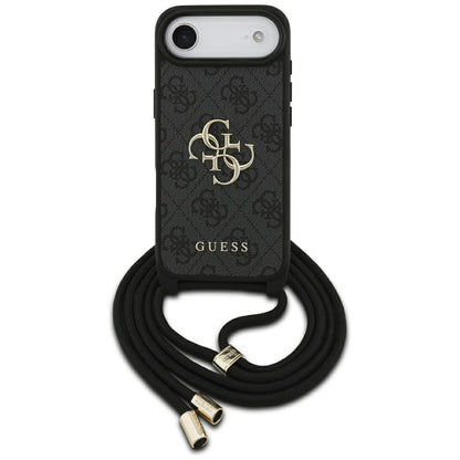 Étui pour Apple iPhone 17 Air, Guess, Crossbody Cord 4G Big Log, Noir