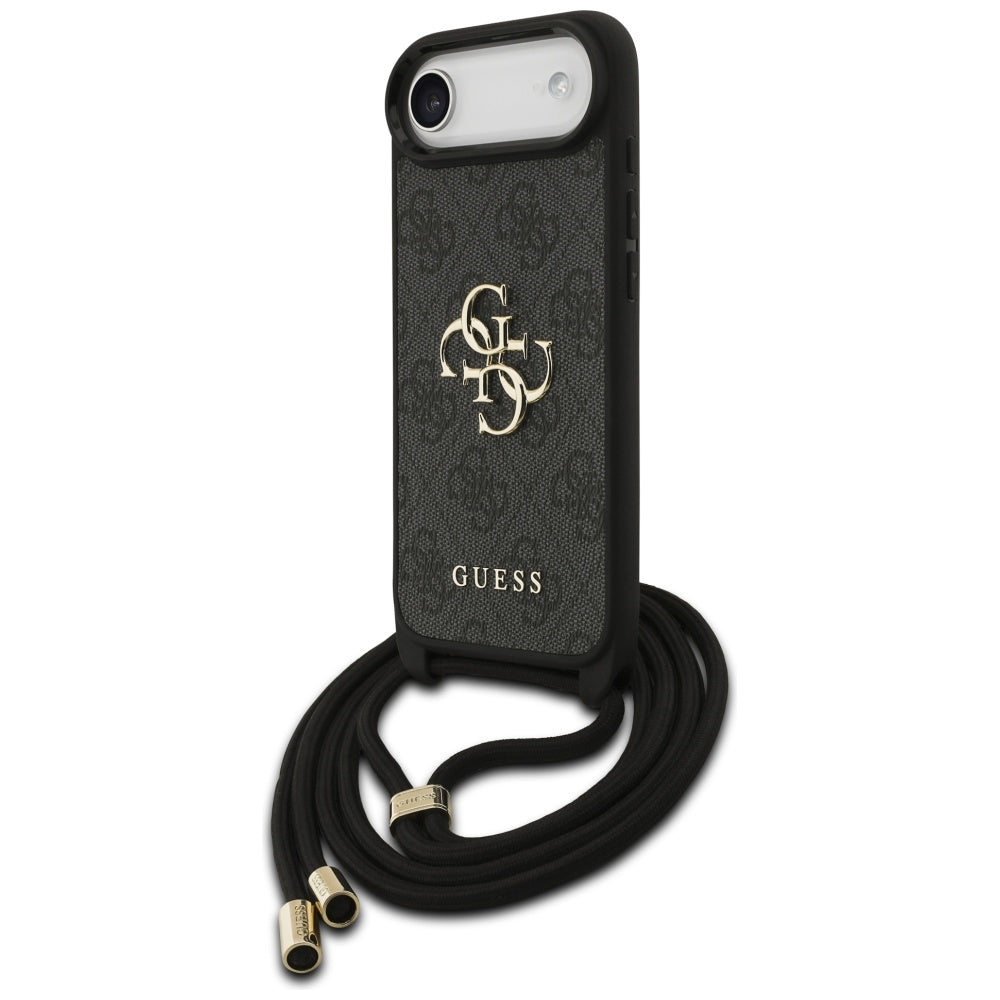 Étui pour Apple iPhone 17 Air, Guess, Crossbody Cord 4G Big Log, Noir