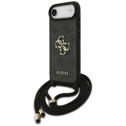 Étui pour Apple iPhone 17 Air, Guess, Crossbody Cord 4G Big Log, Noir