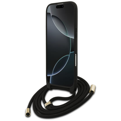 Étui pour Apple iPhone 17 Air, Guess, Crossbody Cord 4G Big Log, Noir
