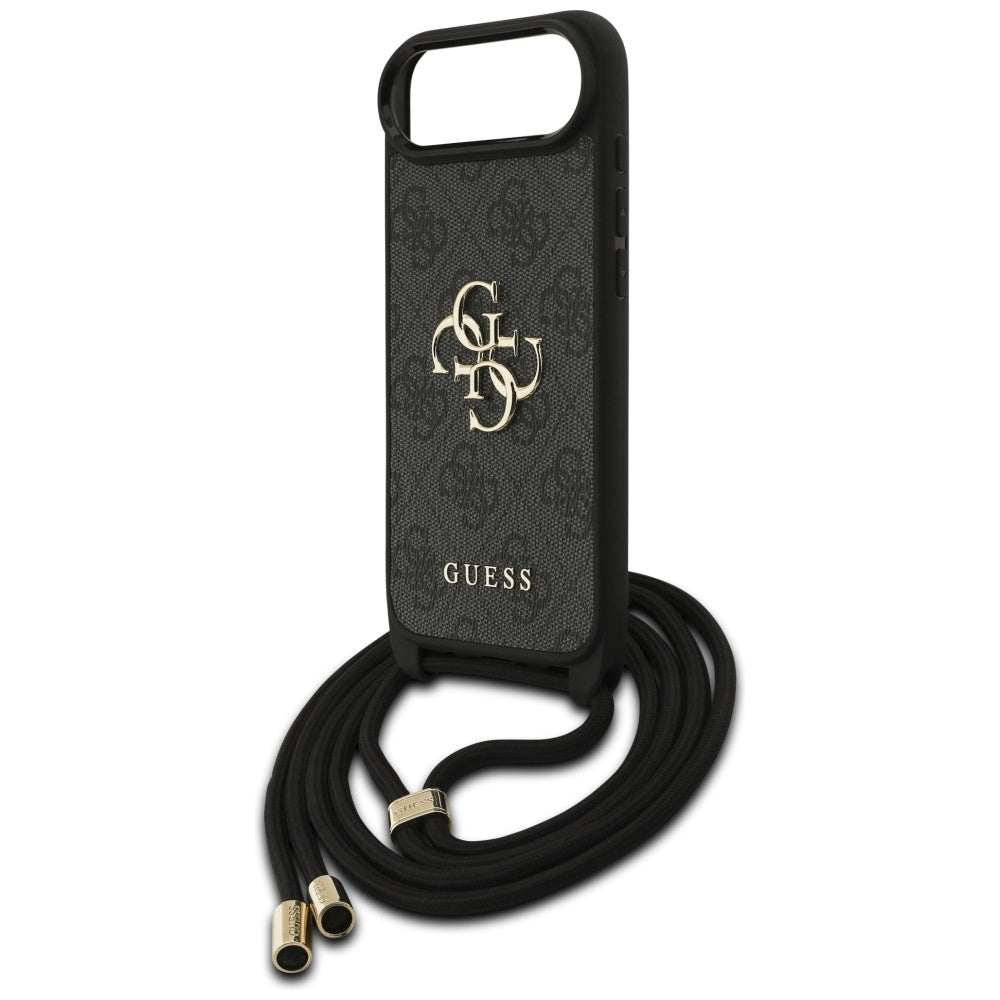 Étui pour Apple iPhone 17 Air, Guess, Crossbody Cord 4G Big Log, Noir