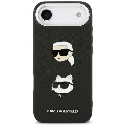 Case for Apple iPhone 17 Air, Karl Lagerfeld, Grained Karl & Choupette's Heads Pins and Logo, Black