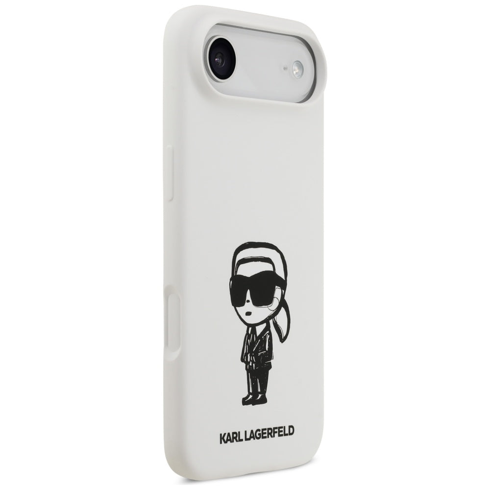 Étui pour Apple iPhone 17 Air, Karl Lagerfeld, Sketch and Logo Karl, Blanc
