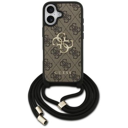Étui pour Apple iPhone 17, Guess, 4G CBDY Grand Logo avec Bandoulière, Marron