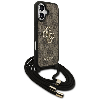 Étui pour Apple iPhone 17, Guess, 4G CBDY Grand Logo avec Bandoulière, Marron