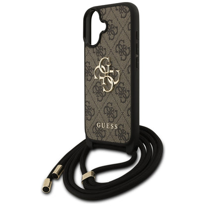 Étui pour Apple iPhone 17, Guess, 4G CBDY Grand Logo avec Bandoulière, Marron