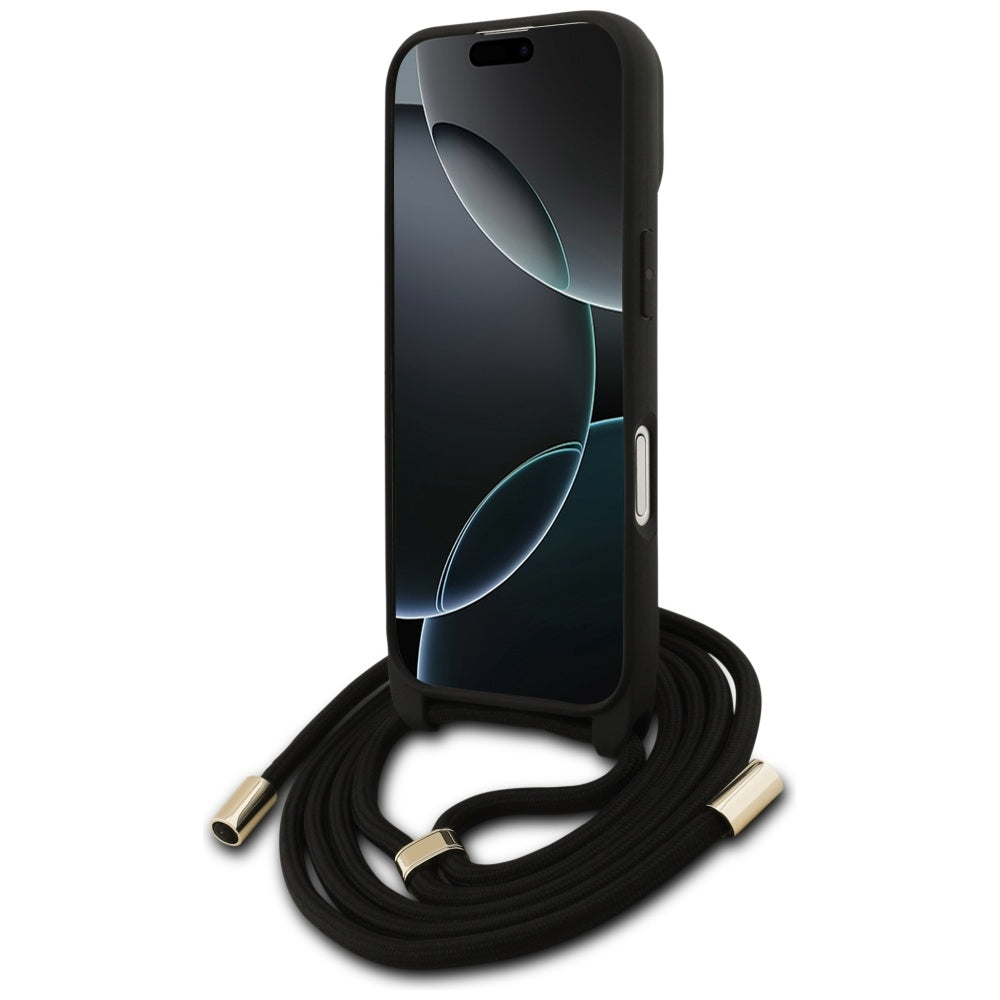 Étui pour Apple iPhone 17, Guess, 4G CBDY Grand Logo avec Bandoulière, Marron