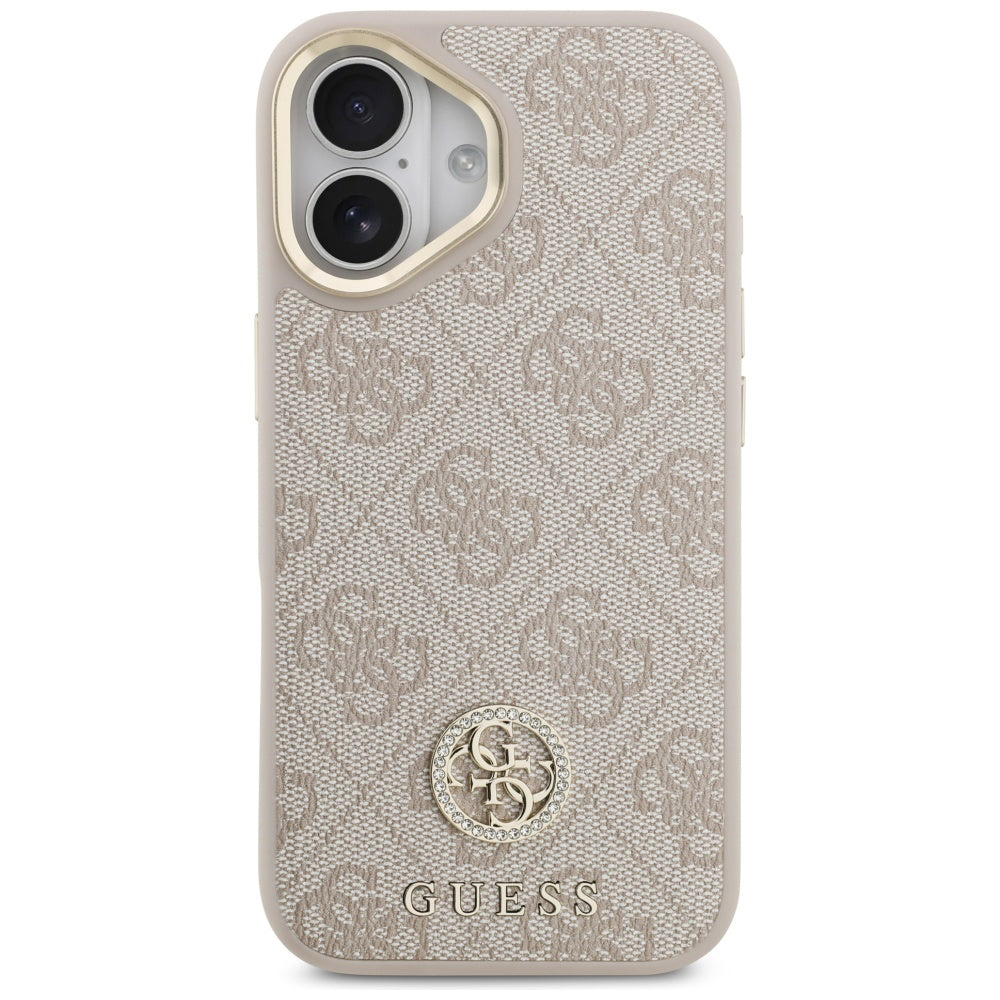 Étui pour Apple iPhone 17, Guess, 4G Strass Logo et Big Strap, Rose