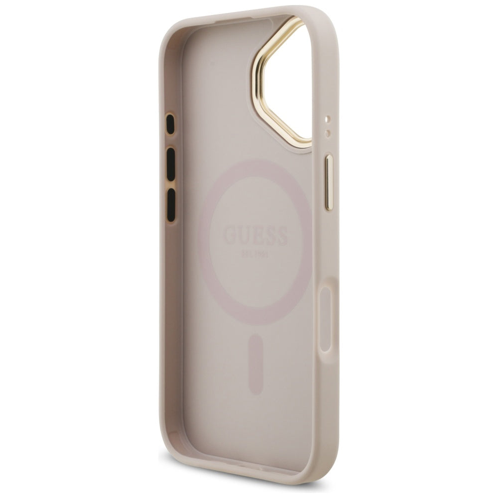 Étui pour Apple iPhone 17, Guess, 4G Strass Logo et Big Strap, Rose
