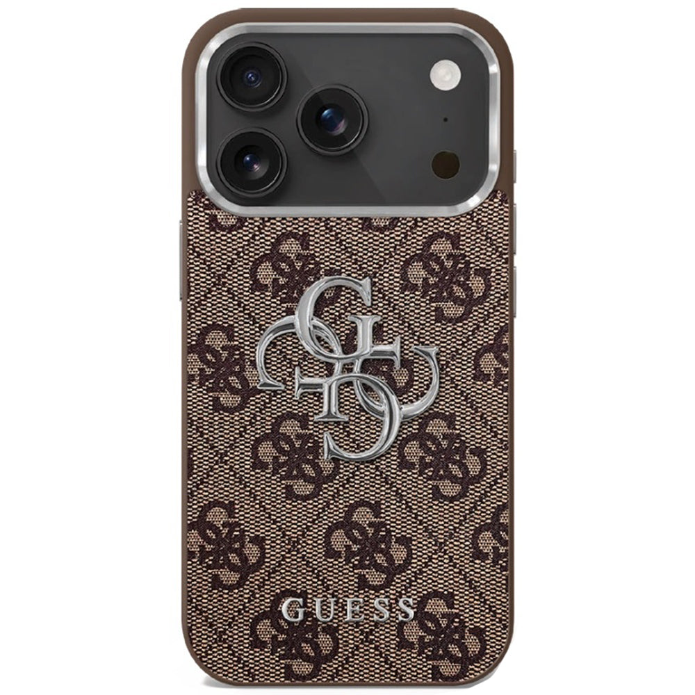 Étui pour Apple iPhone 17, Guess, Big 4G Logo Classic, Marron Argenté