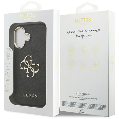 Étui pour Apple iPhone 17, Guess, Big 4G Logo Classic, Noir Doré