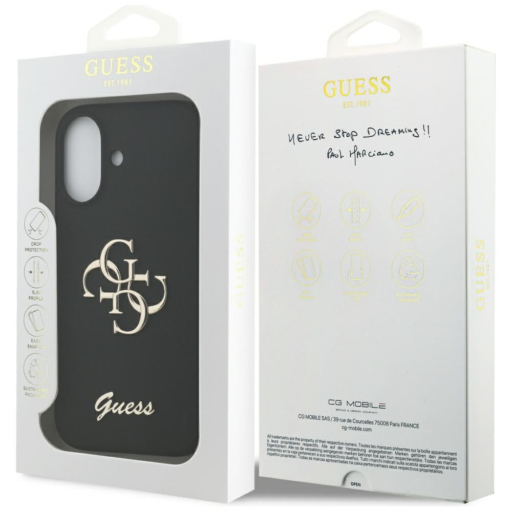 Étui pour Apple iPhone 17, Guess, Big 4G Script, Noir