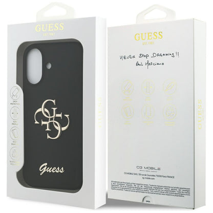 Étui pour Apple iPhone 17, Guess, Big 4G Script, Noir