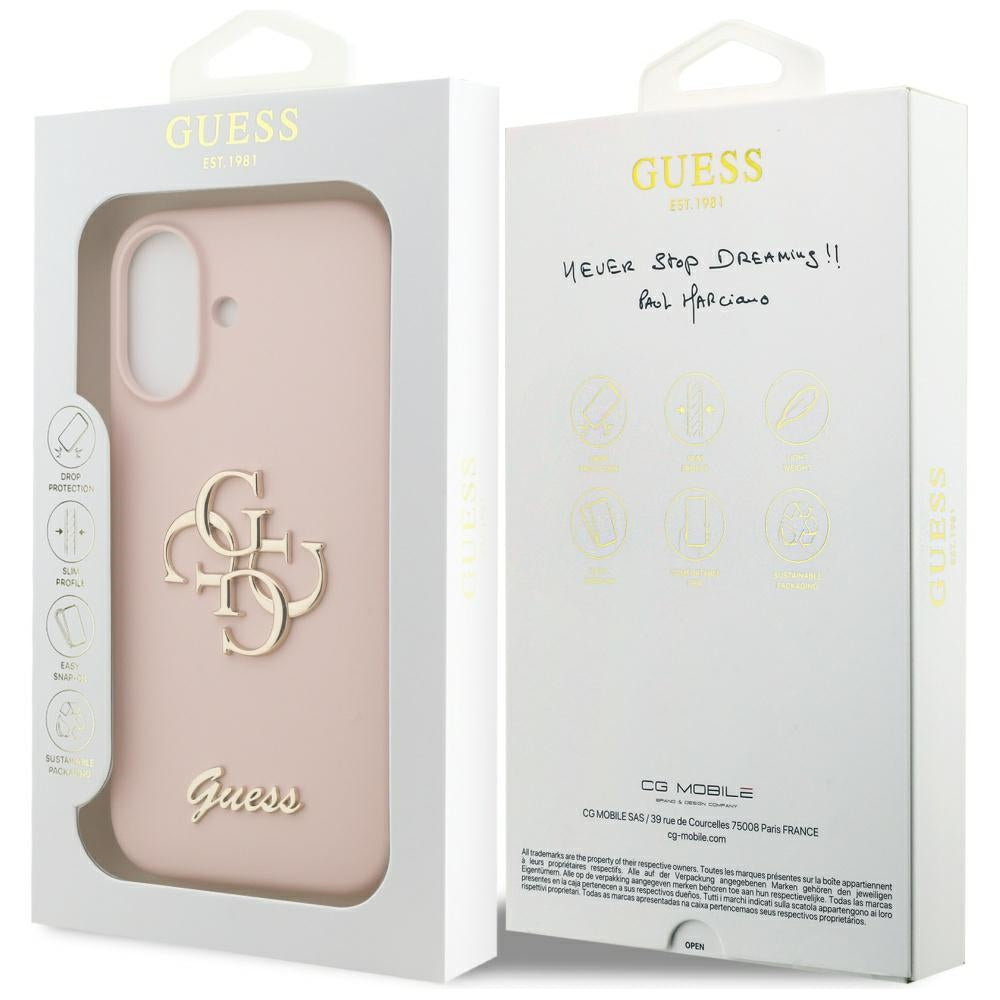 Étui pour Apple iPhone 17, Guess, Big 4G Script, Rose Clair