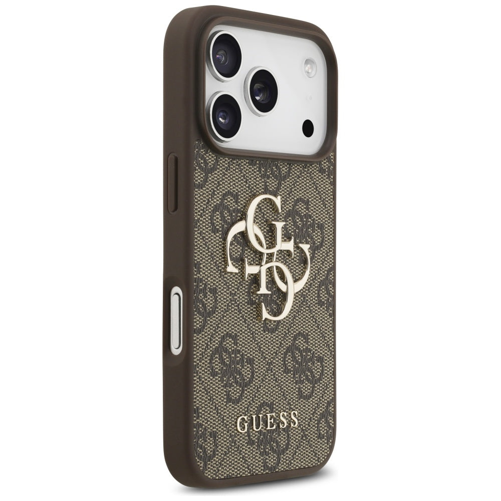 Étui pour Apple iPhone 17 Pro, Guess, Logo Classique 4G avec Bandoulière en Perle, Marron
