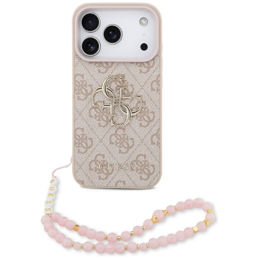 Étui pour Apple iPhone 17 Pro, Guess, 4G Classic Logo avec Sangle, Rose