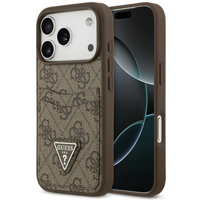 Étui pour Apple iPhone 17 Pro, Guess, 4G Double Card Triangle, Marron