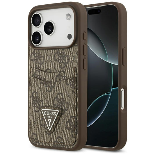 Étui pour Apple iPhone 17 Pro, Guess, 4G Double Card Triangle, Marron