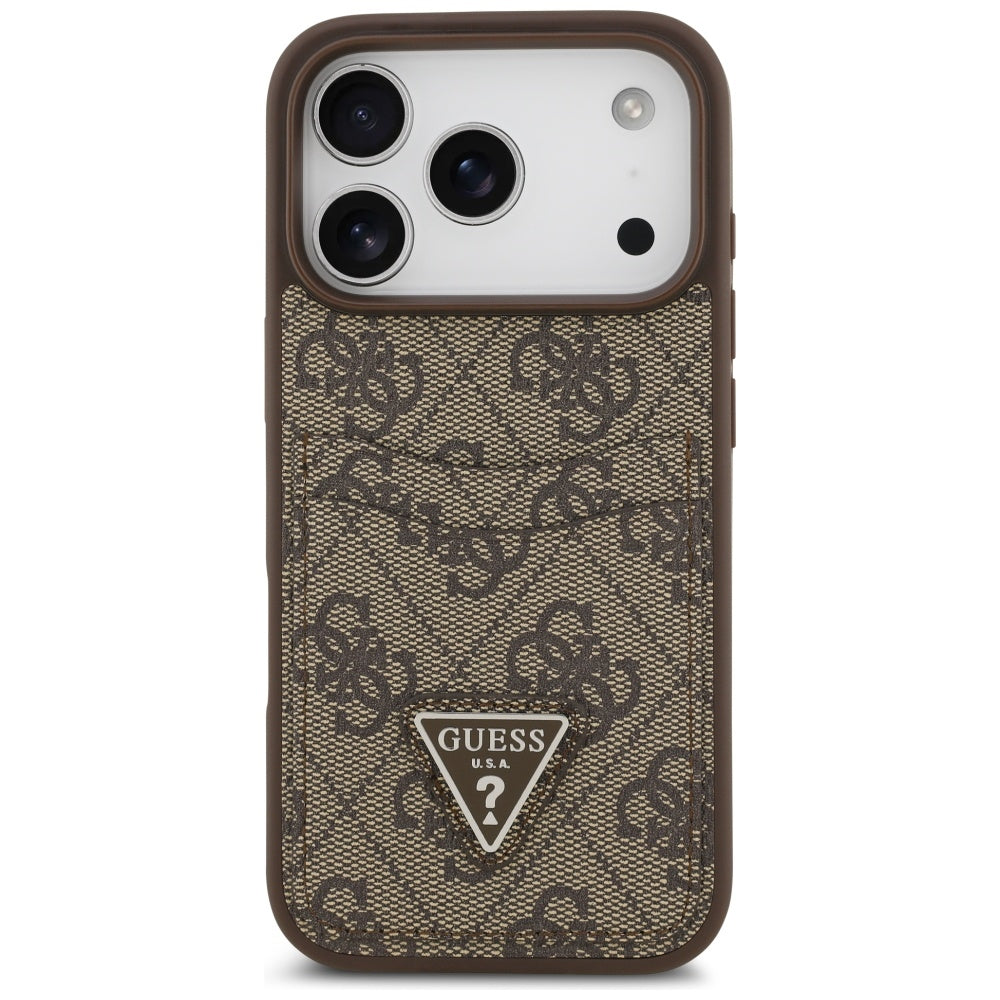 Étui pour Apple iPhone 17 Pro, Guess, 4G Double Card Triangle, Marron