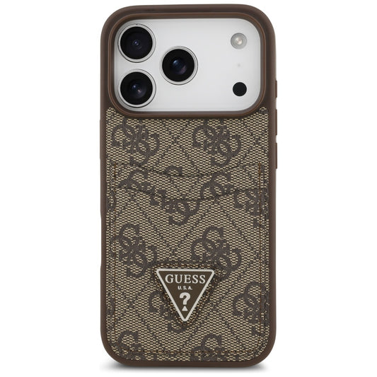 Étui pour Apple iPhone 17 Pro, Guess, 4G Double Card Triangle, Marron