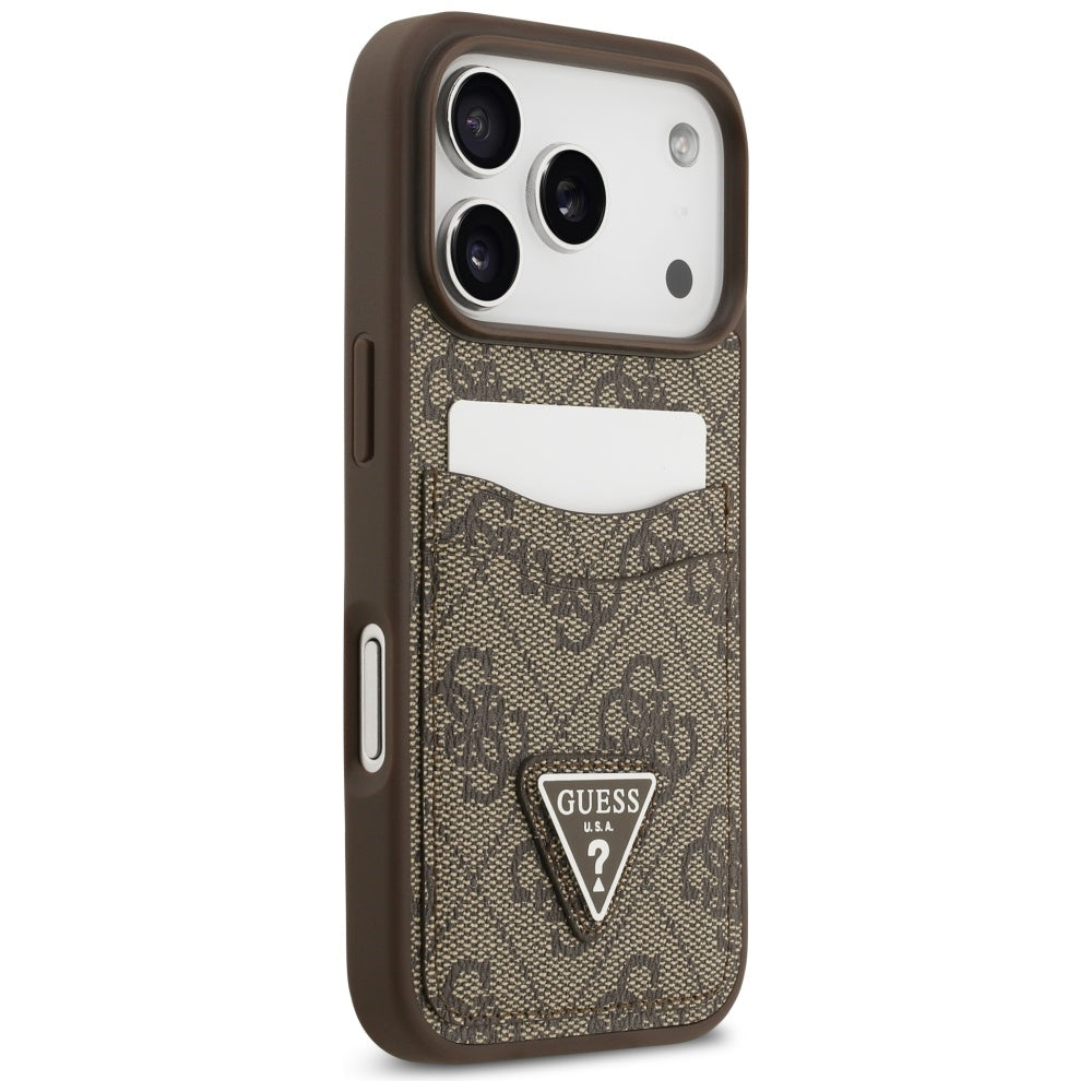 Étui pour Apple iPhone 17 Pro, Guess, 4G Double Card Triangle, Marron