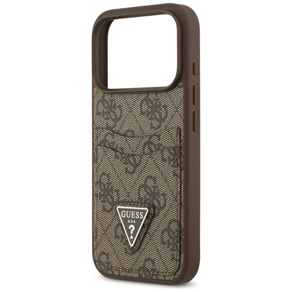 Étui pour Apple iPhone 17 Pro, Guess, 4G Double Card Triangle, Marron