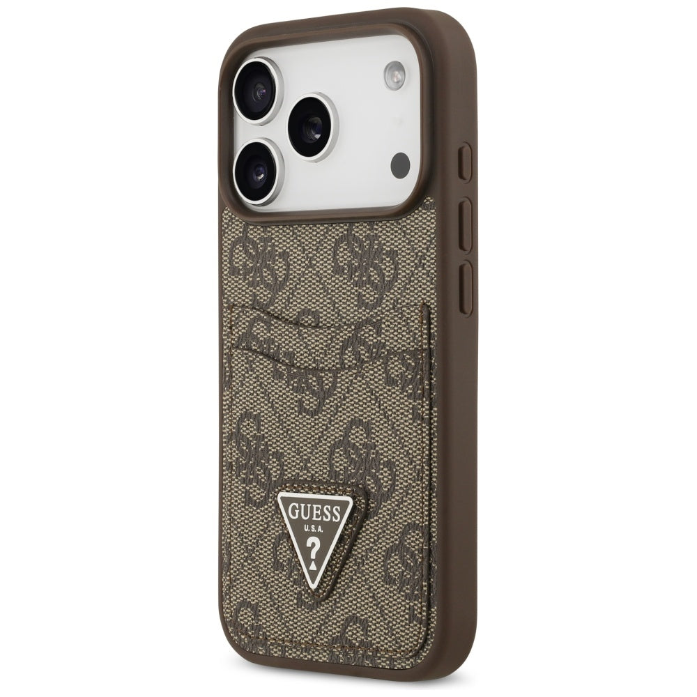 Étui pour Apple iPhone 17 Pro, Guess, 4G Double Card Triangle, Marron