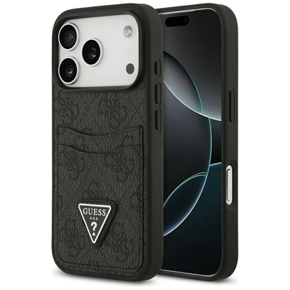Étui pour Apple iPhone 17 Pro, Guess, 4G Double Card Triangle, Noir