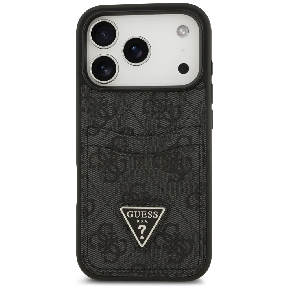 Étui pour Apple iPhone 17 Pro, Guess, 4G Double Card Triangle, Noir